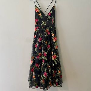 Lulus black dress with floral embroidery size small. NEW